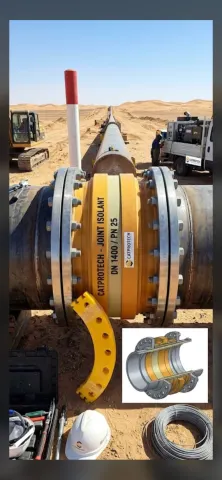 Monolithic insulating joint installed on a pipeline